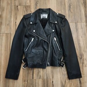 Walter Baker Black Moto Jacket Size Medium – Classic Leather Look